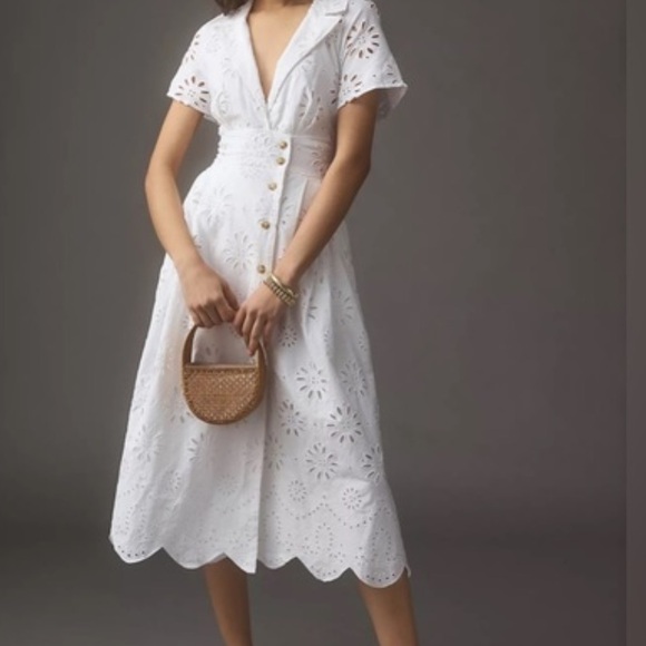 Maeve by Anthropologie || eyelet midi white shirt dress - Picture 1 of 9